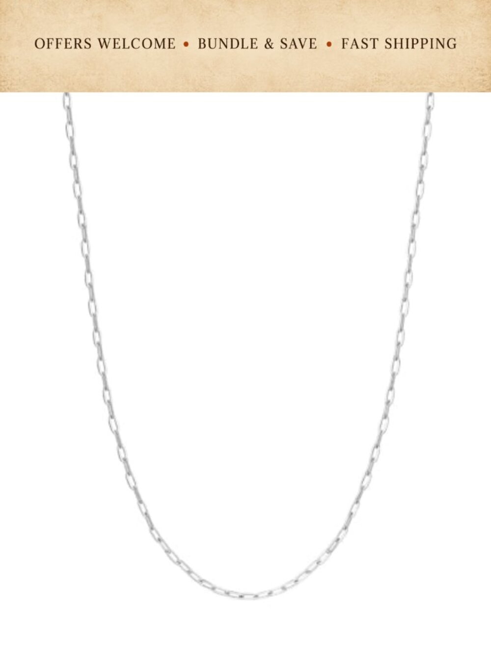 Stainless Steel Paperclip Chain Necklace Waterproof Link Chain